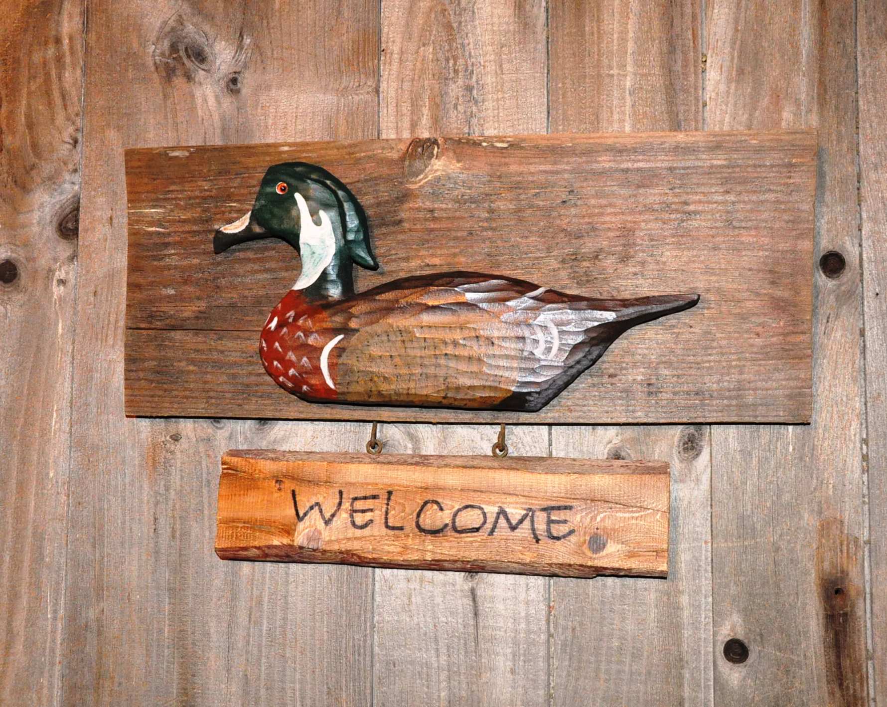 Rustic Wood Duck Welcome sign