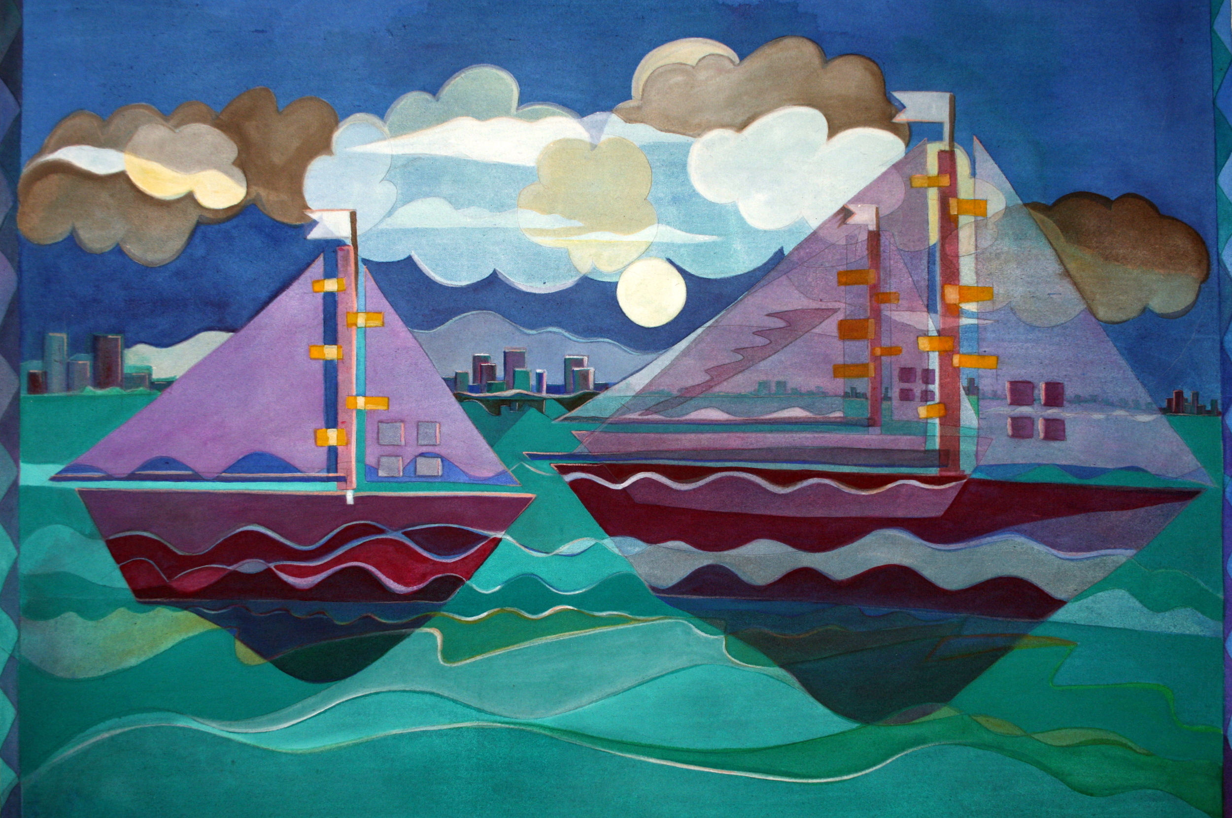 Boats III, 2008, 58"x48, acrylic on canvas, private collection Jill Wittmer