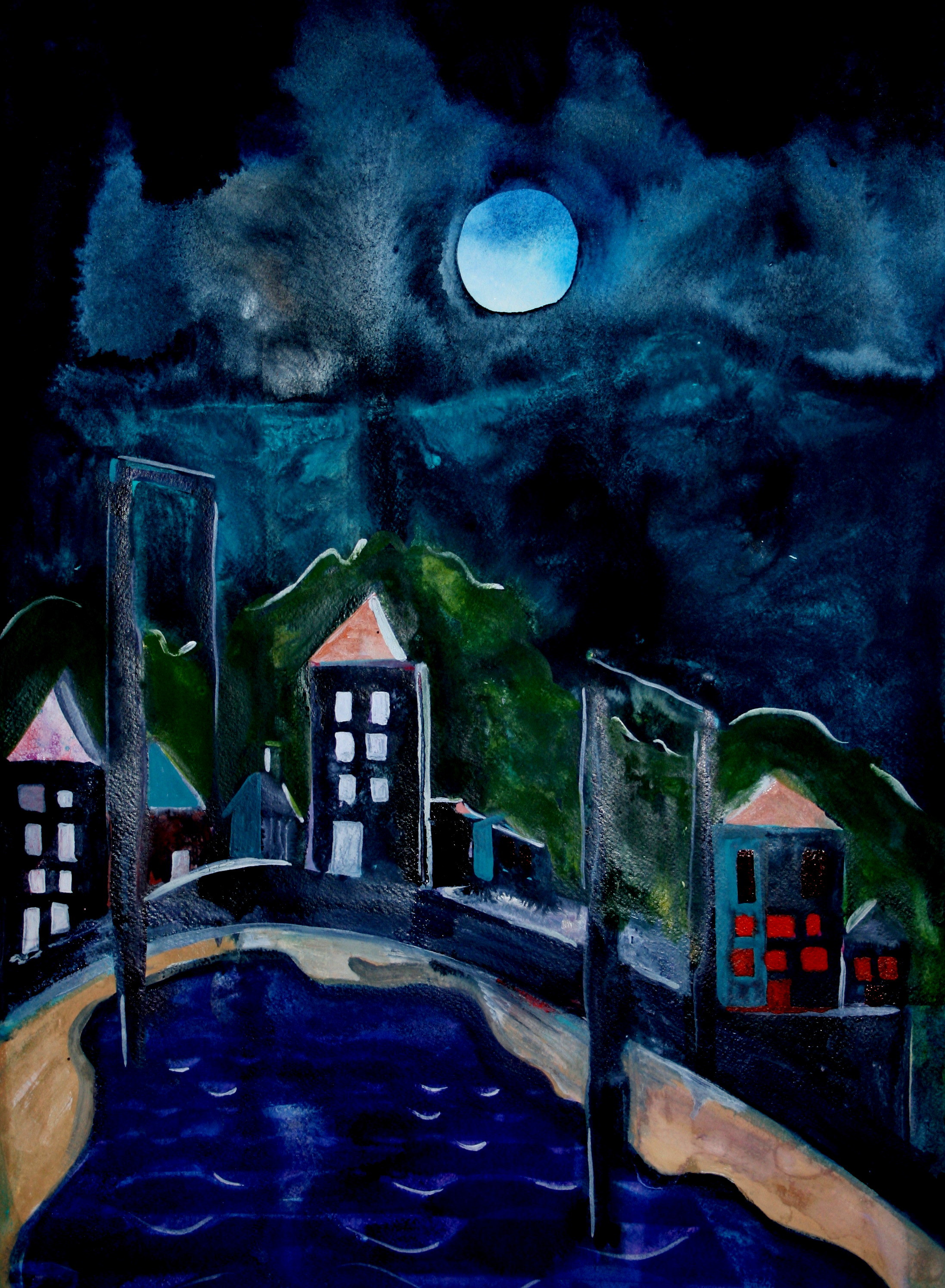Night of Darkness, 2008, watercolor on paper