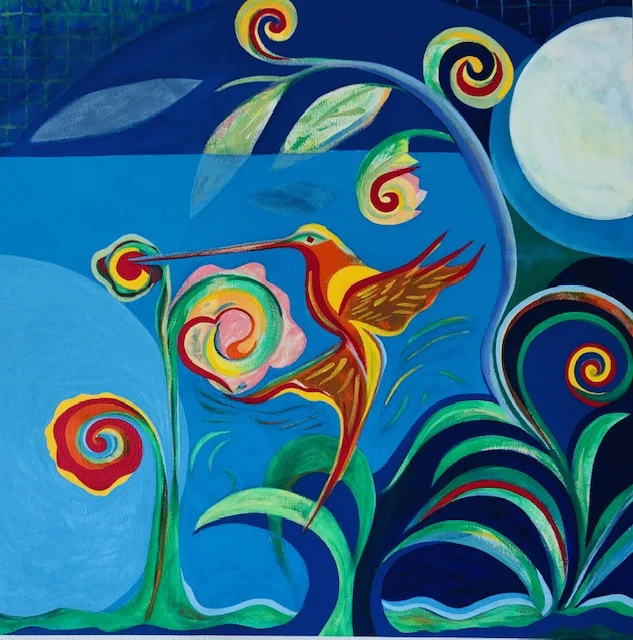 Blue Colibri, Acrylic 2019 .jpg