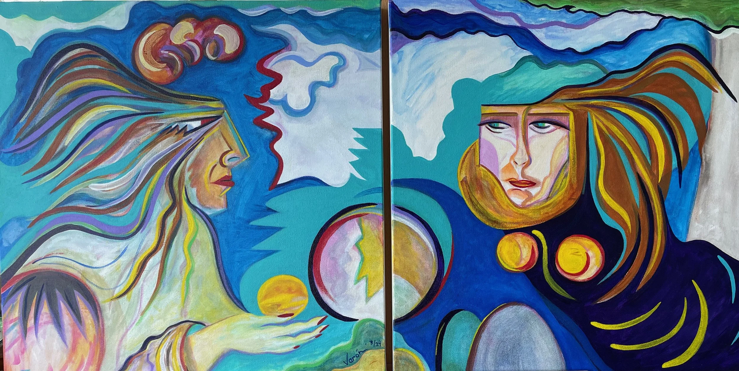 La Lucuma, Dyptic, 2024, 40X20 Acrylic on Canvas.jpeg