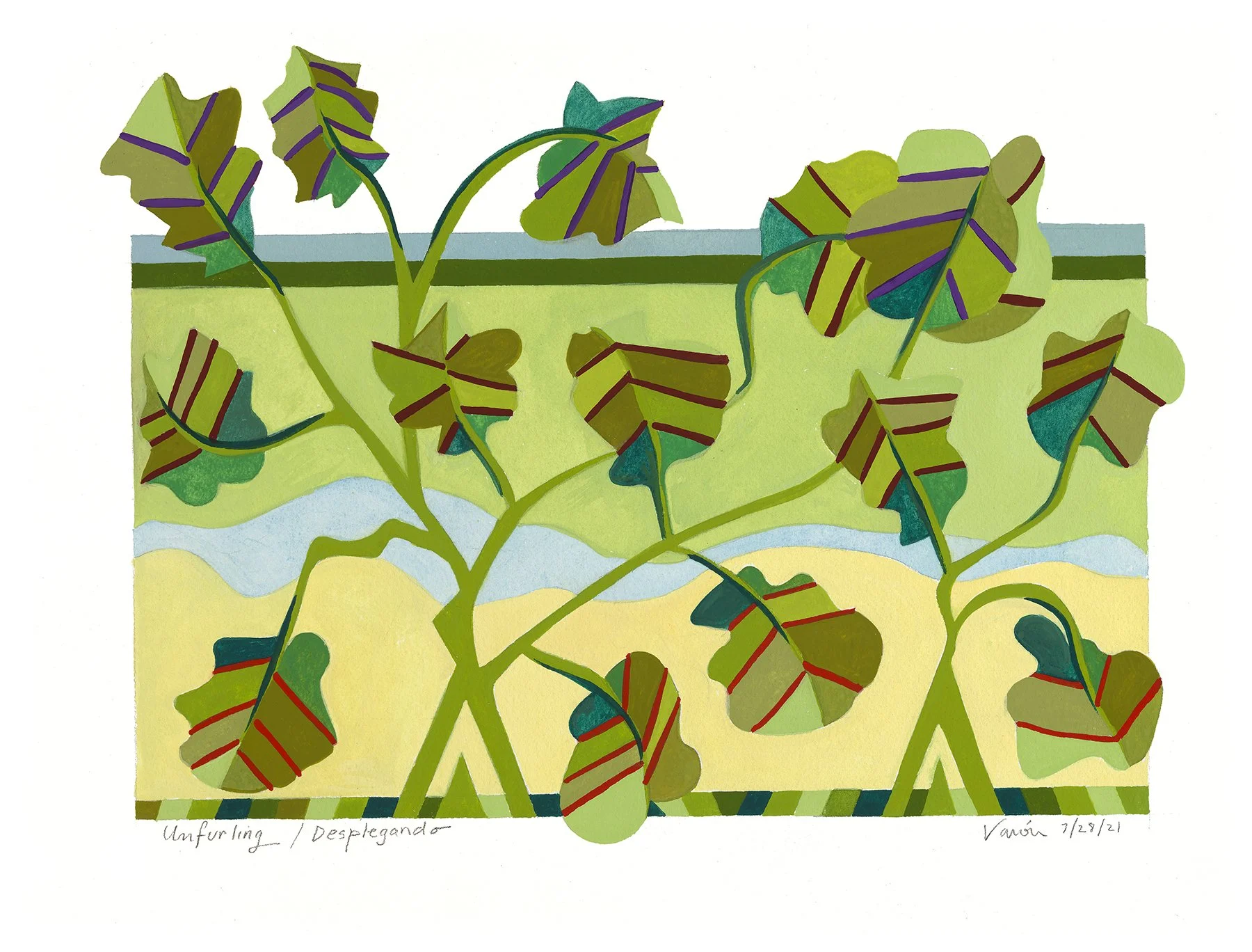 Unfurling:Desplegando, 2021, 16X12, Watercolo.jpeg