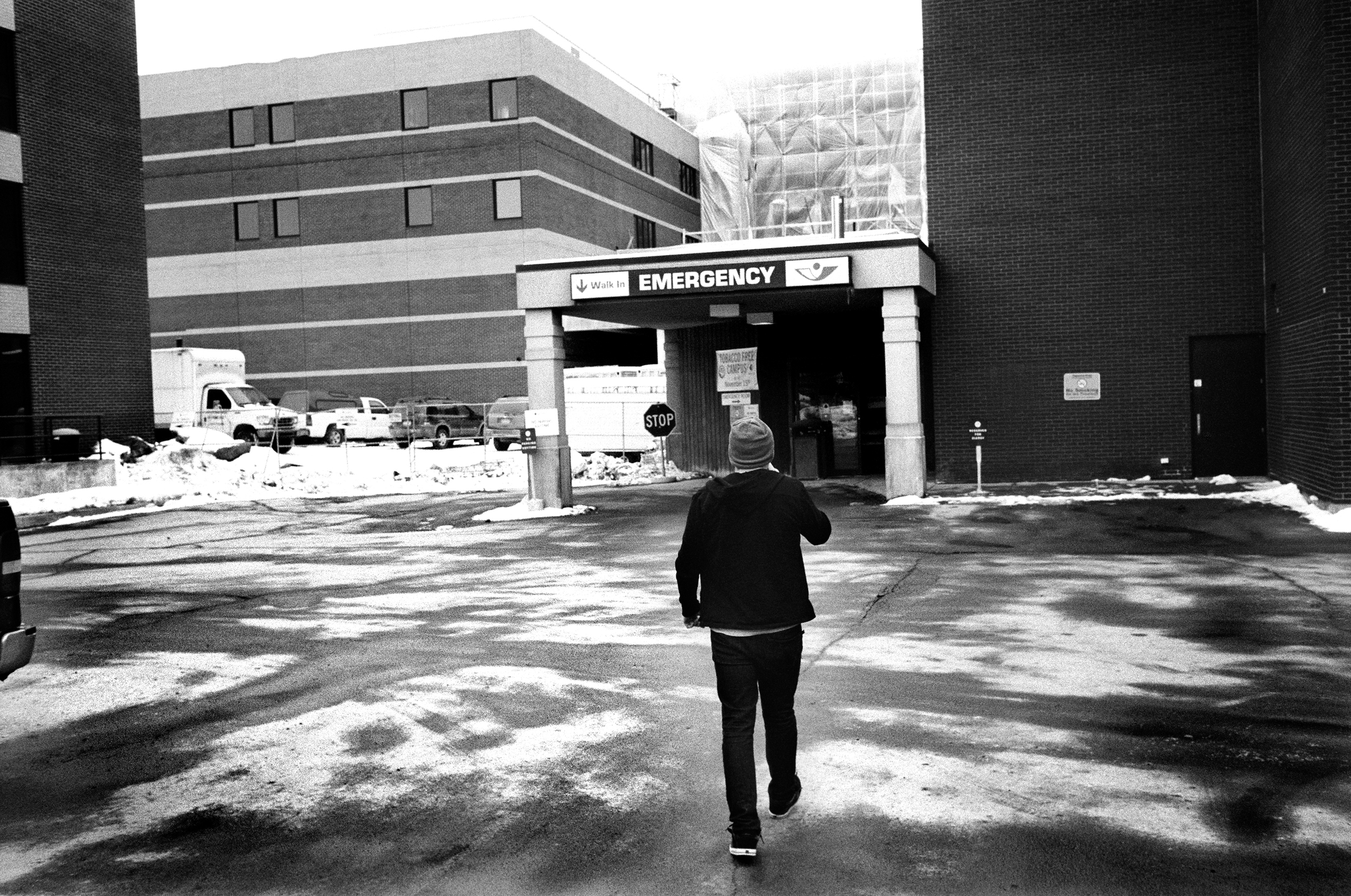  SPC Adam Ramsey checks himself into a hospital after seriously contemplating suicide in Watertown, New York, 2010. Ramsey was diagnosed with PTSD and schizoaffective disorder at a military hospital in Afghanistan, but was sent back to his combat pos