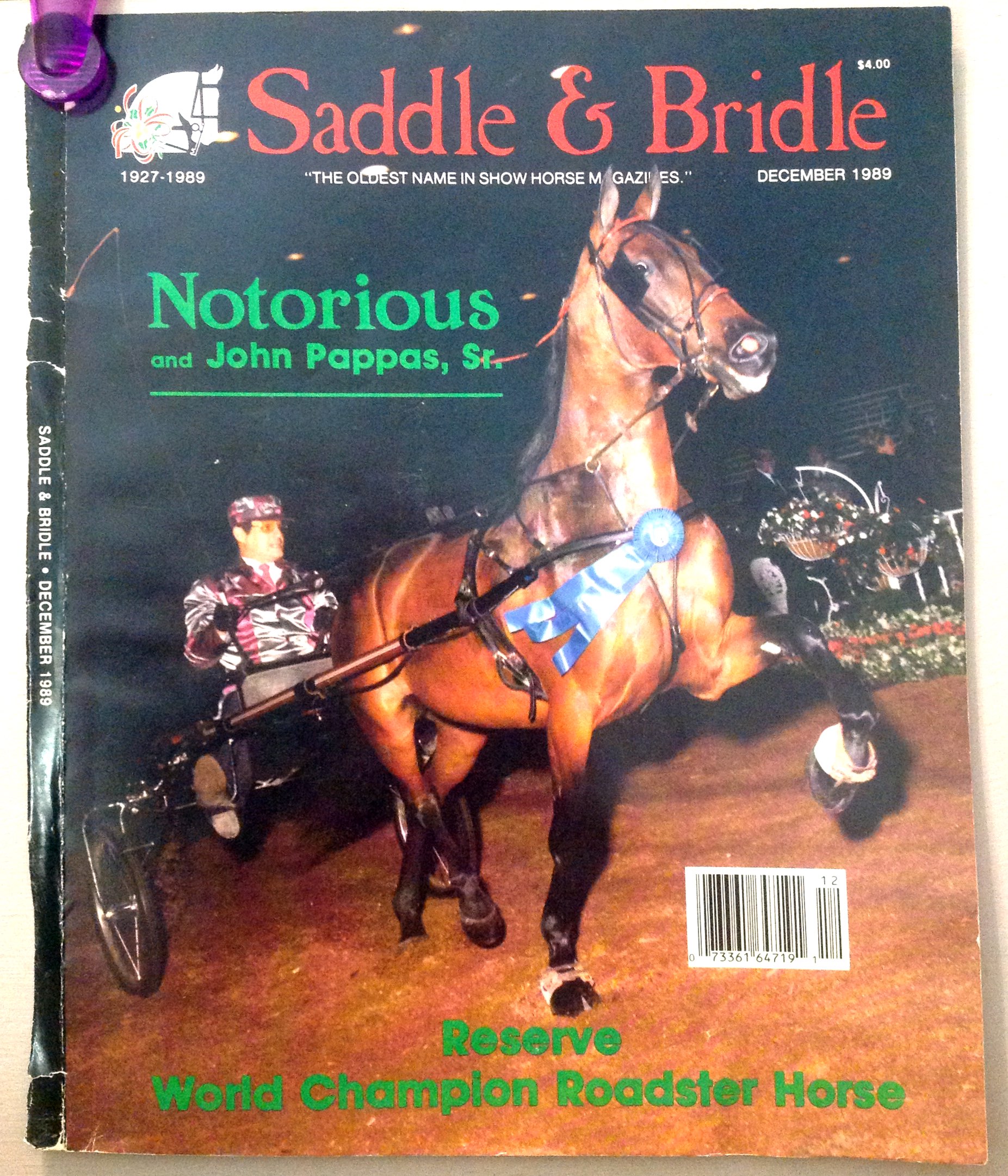 Notorious and John Pappas, Sr. Saddle and Bridle 1989 Cover