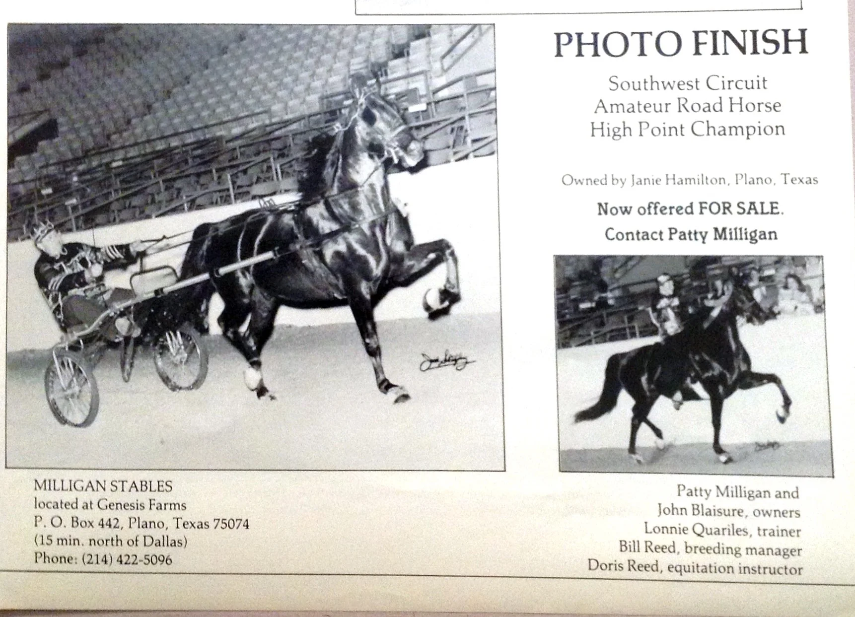 Photo Finish and Janie Hamilton