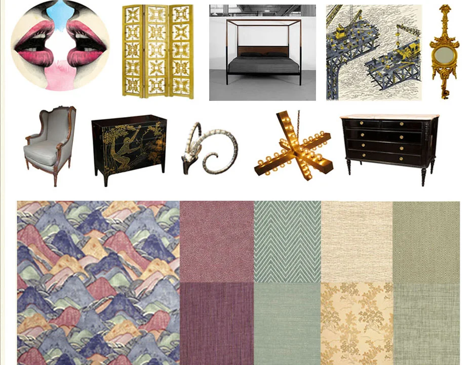 Master Bedroom, Materials, Furniture and Art