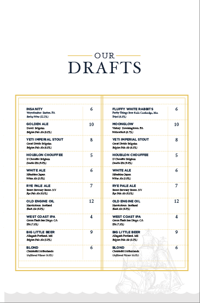 Beer Menu