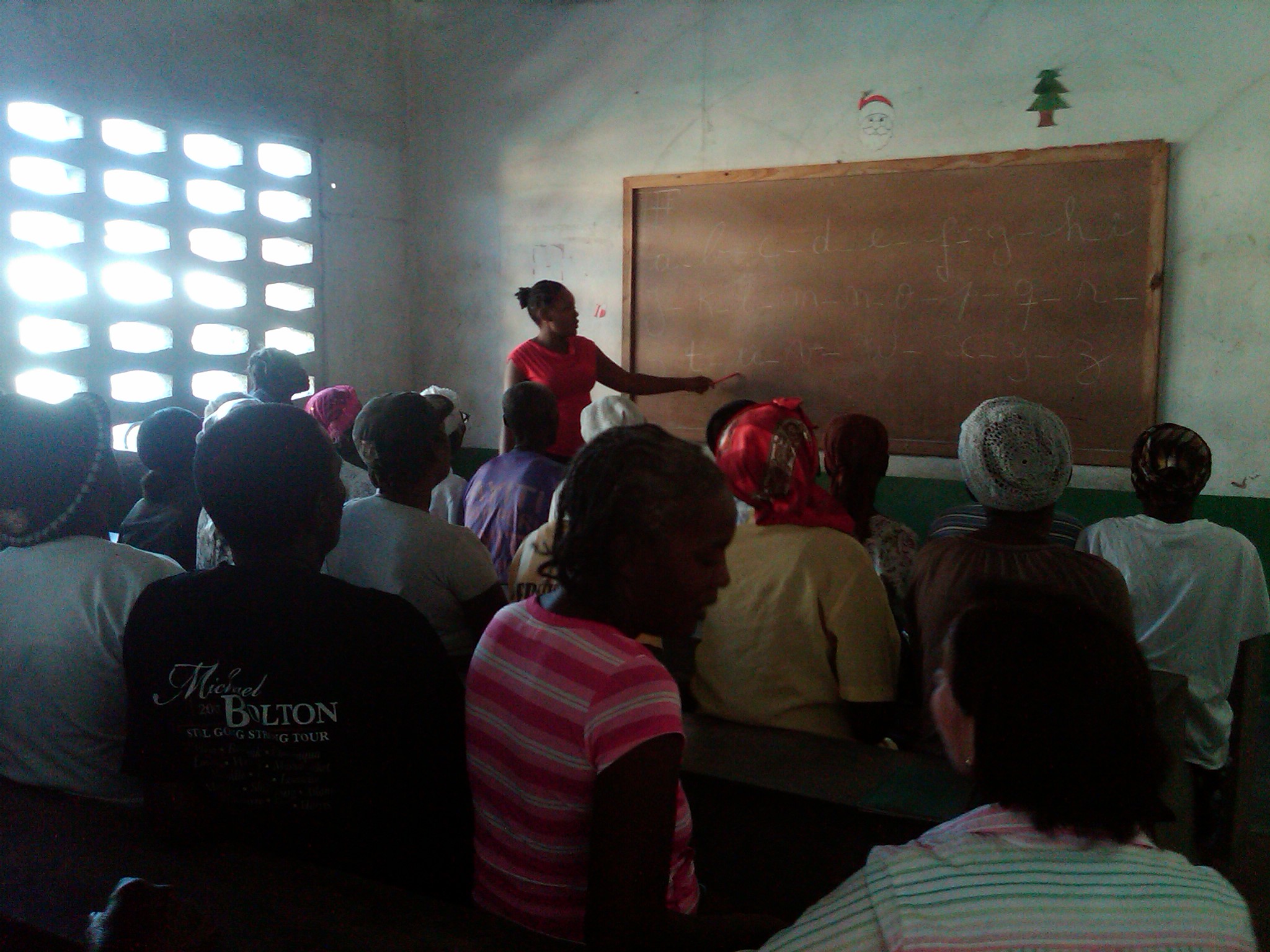 Elderly literacy classes after their daily meal