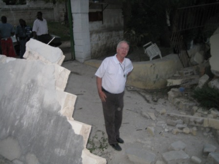 Fr. Tom Hagan, minutes after the earthquake struck.