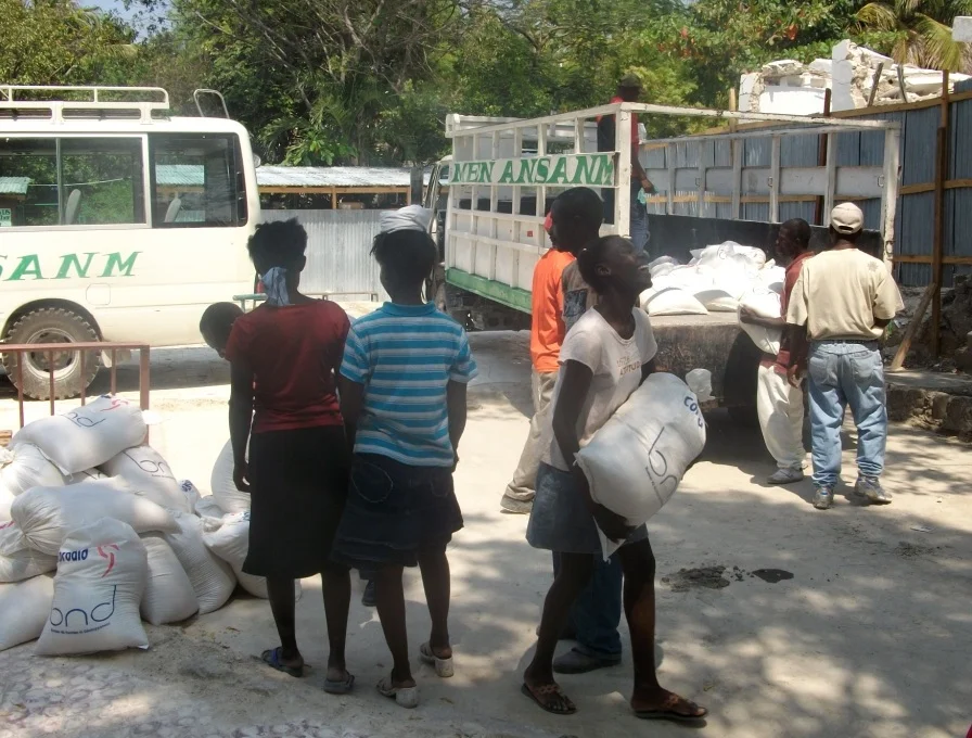 People from Delmas area come to our base and receive food packages