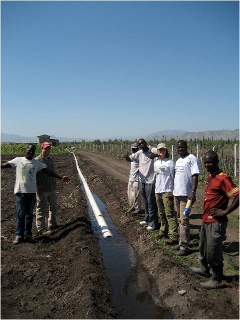 Main water irrigation line at Clarke Agricultural Project.