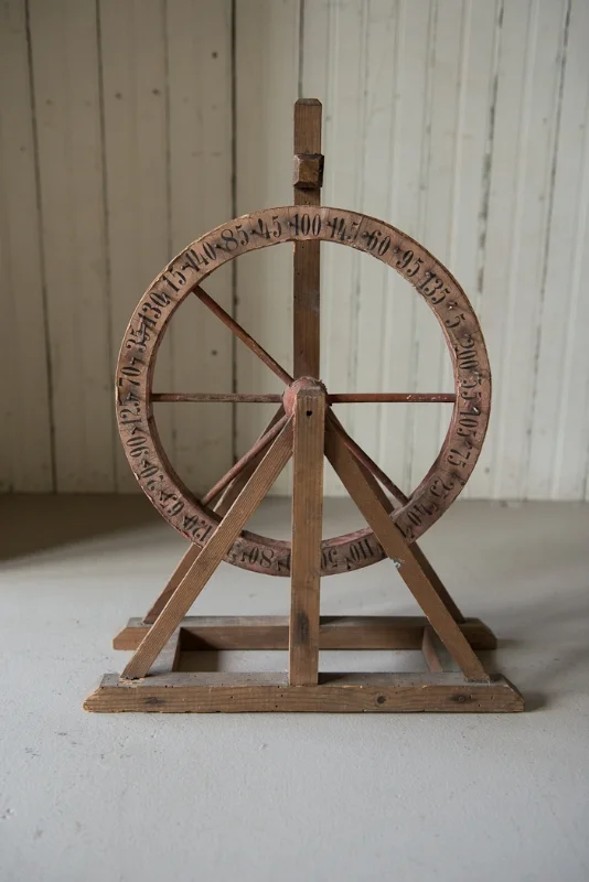 ANTIQUE FRENCH GAME WHEEL, THE VINTAGE ROUND TOP