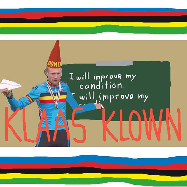 SPECIAL #NAWORLDS #NAWUCI COVERAGE: @klaasvantornout has to wear the dunce cap this year--sitting it out for bad conditioning. We're rooting for you next year, buddy!
