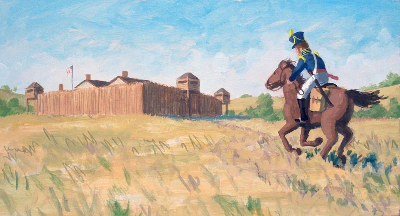 Alphonso riding to a fort to bring the soldiers their pay