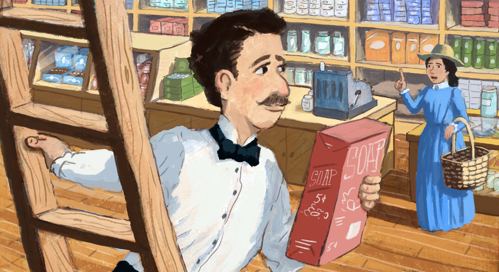 J.C. as a young man, working at the Golden Rule dry goods store in Wyoming.