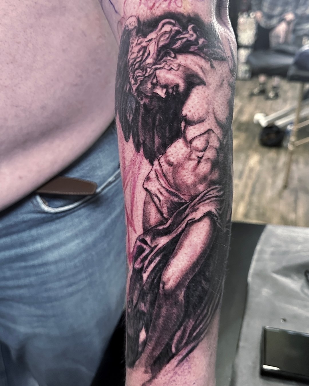 First session down on the angel sleeve. Keep your eyes peeled for more to come.