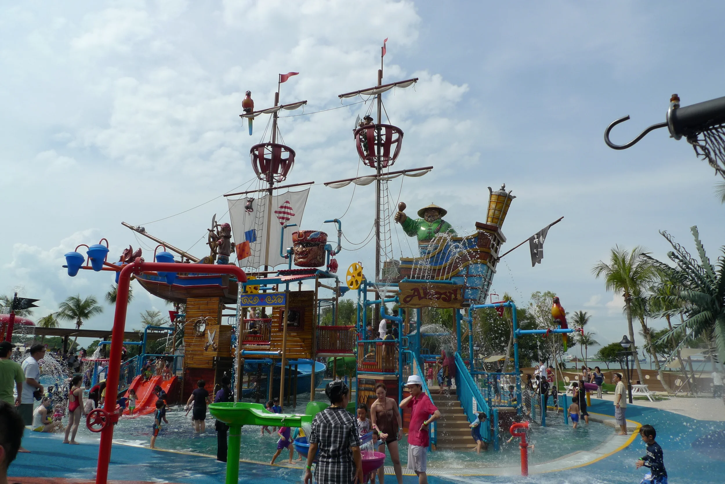 The water play pirate ship in action