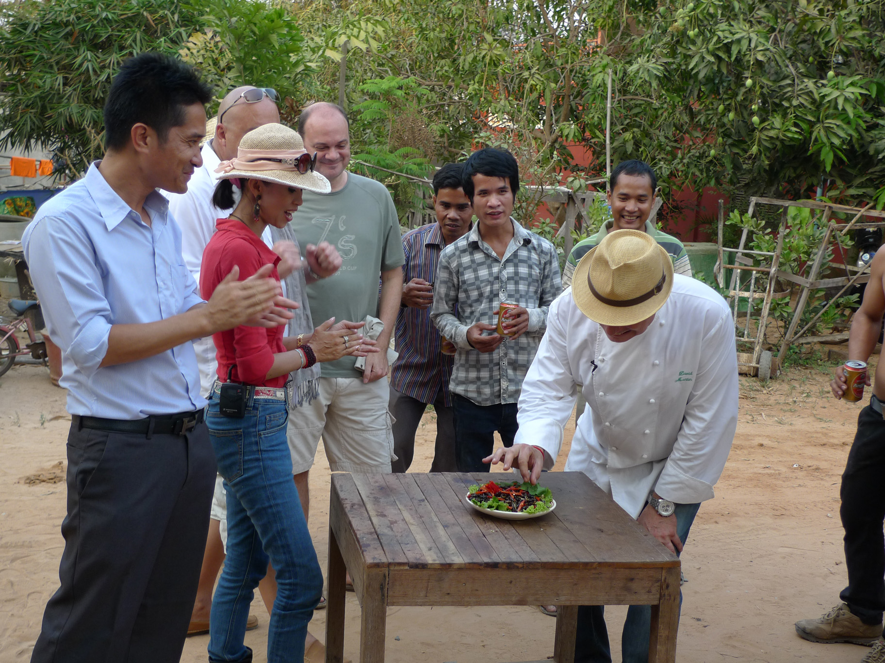 Eating insects on a Khmer TV cooking programme