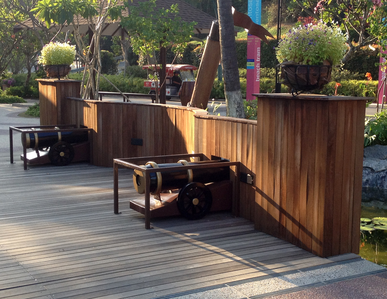 Canons on the bridge beside the Compass Plaza
