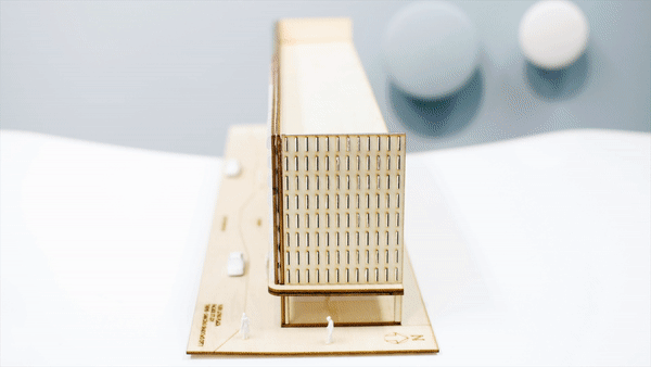 Facade_ We are delighted to be appointed to design a new facade for a shopping mall! One of our Bean facade study models #gradient #hues #pastel #fluffy #welcoming #curvy