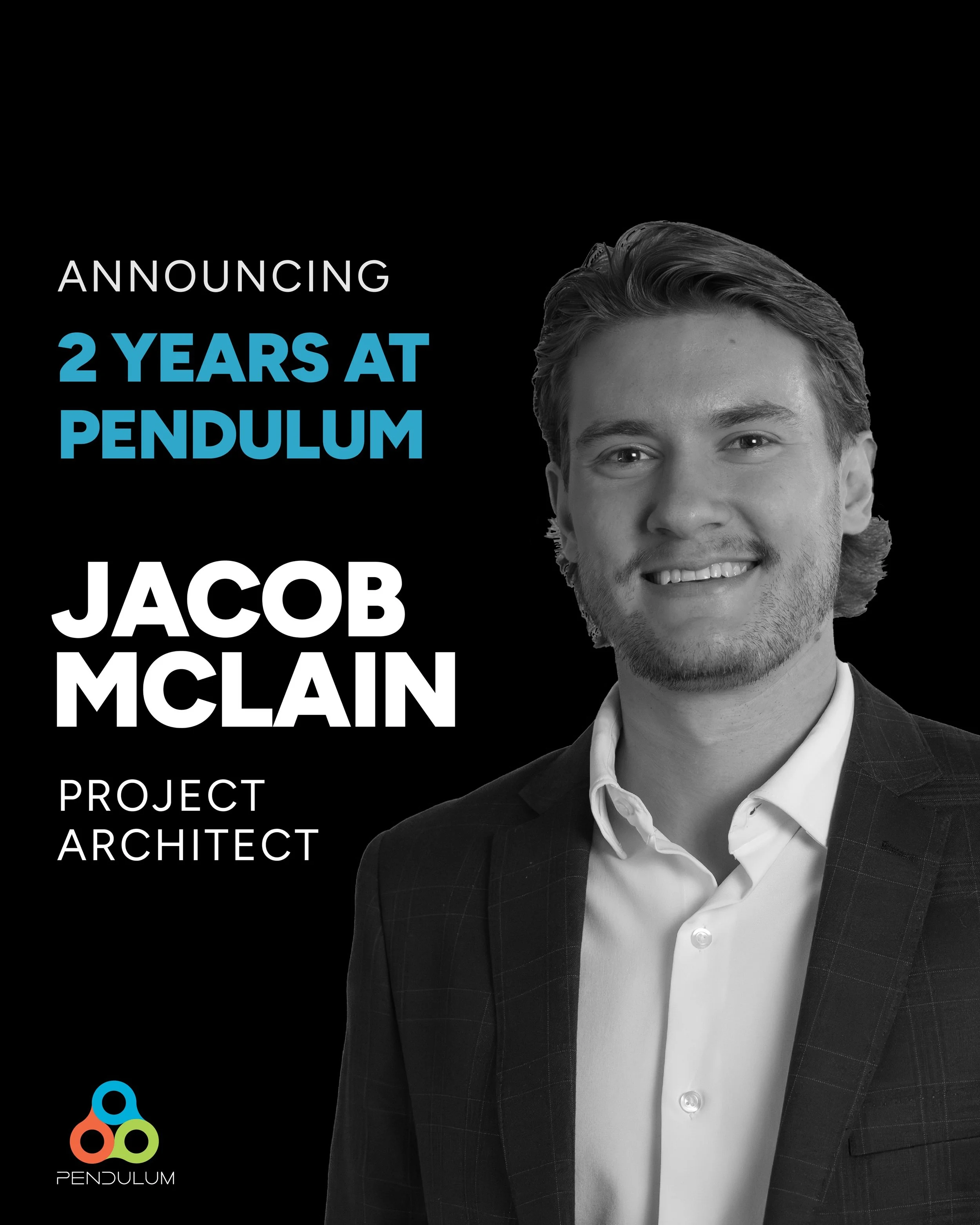 Two years with Pendulum! 🎉

Today we&rsquo;re celebrating Project Architect Jacob McLain and his second anniversary with our team.

Jacob, thank you for the hard work, creativity, and care you bring to our projects. From the studio to the job site, 