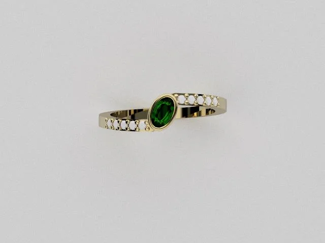 18ct yellow gold, Emerald, and diamonds