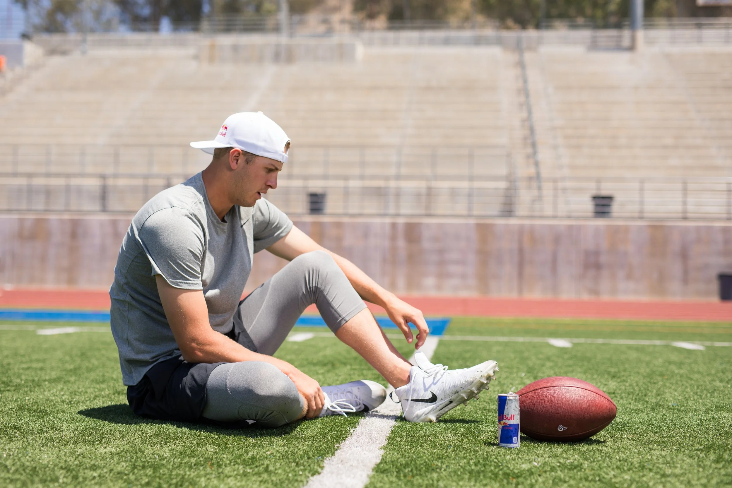 Jared Goff for RedBull With Football & Can - Nike shoes