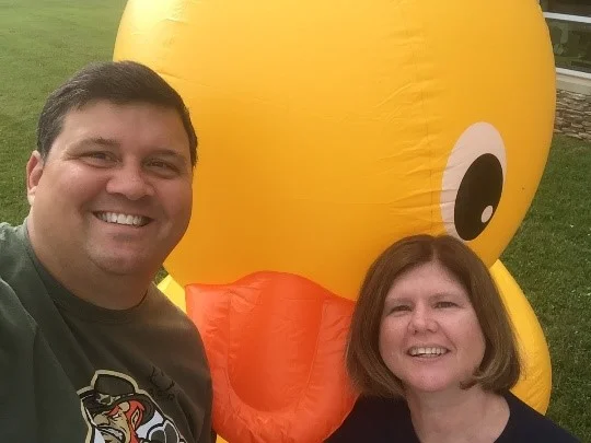 Councilman Sean Polster, Chairman of Warrenton’s Health, Parks, and Recreation Committee and Margaret Rice, Director of Parks and Recreation at the Warrenton Aquatic and Recreation Facility for the Warrenton Town Limits celebration.