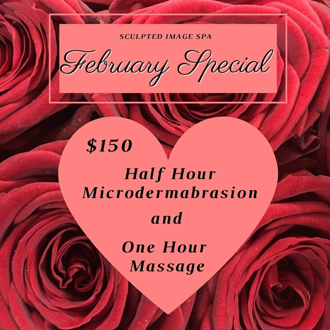 FEBRUARY SPECIAL! If you're looking for a great deal to spoil someone you love or just spoil yourself, then we've got the deal for you! $150 for a half hour microderm and a one hour massage. Or you can get a half hour microderm by itself for $60. Wha