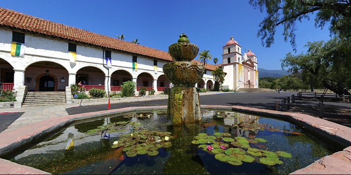 SANTA BARBARA MISSION AND FOUNTAIN