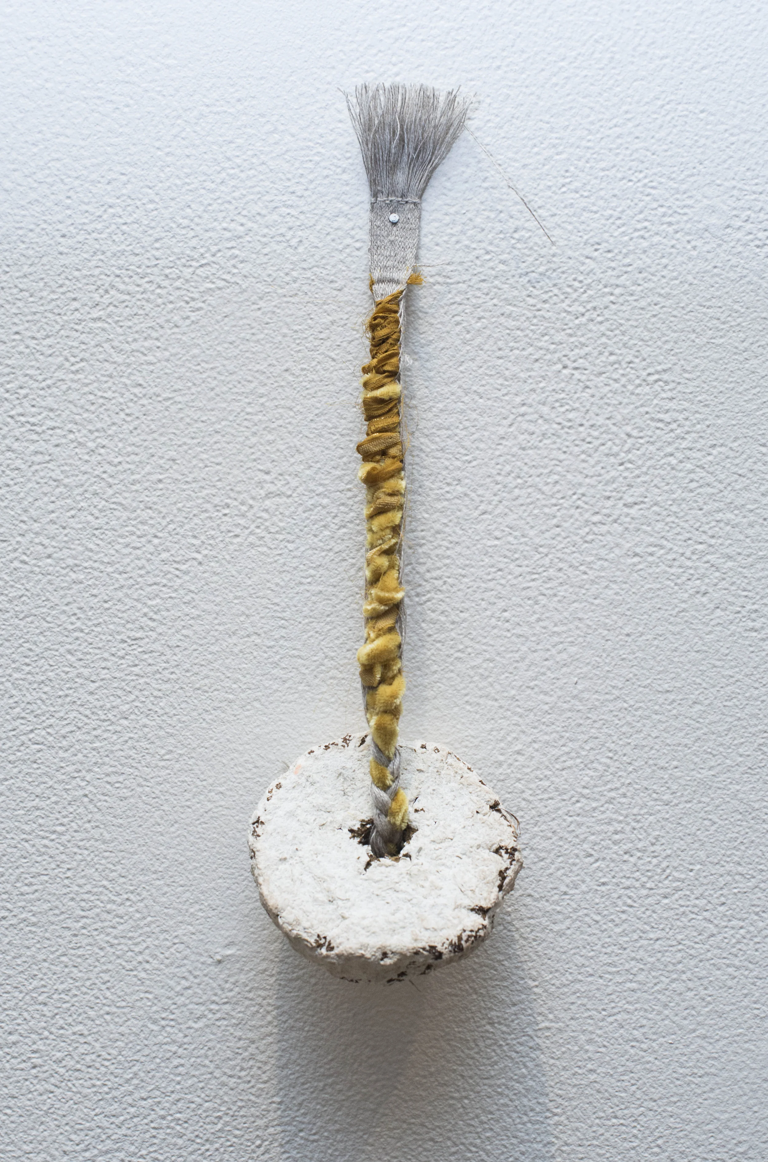 Weaving with yellow velvet and paper bead.jpg