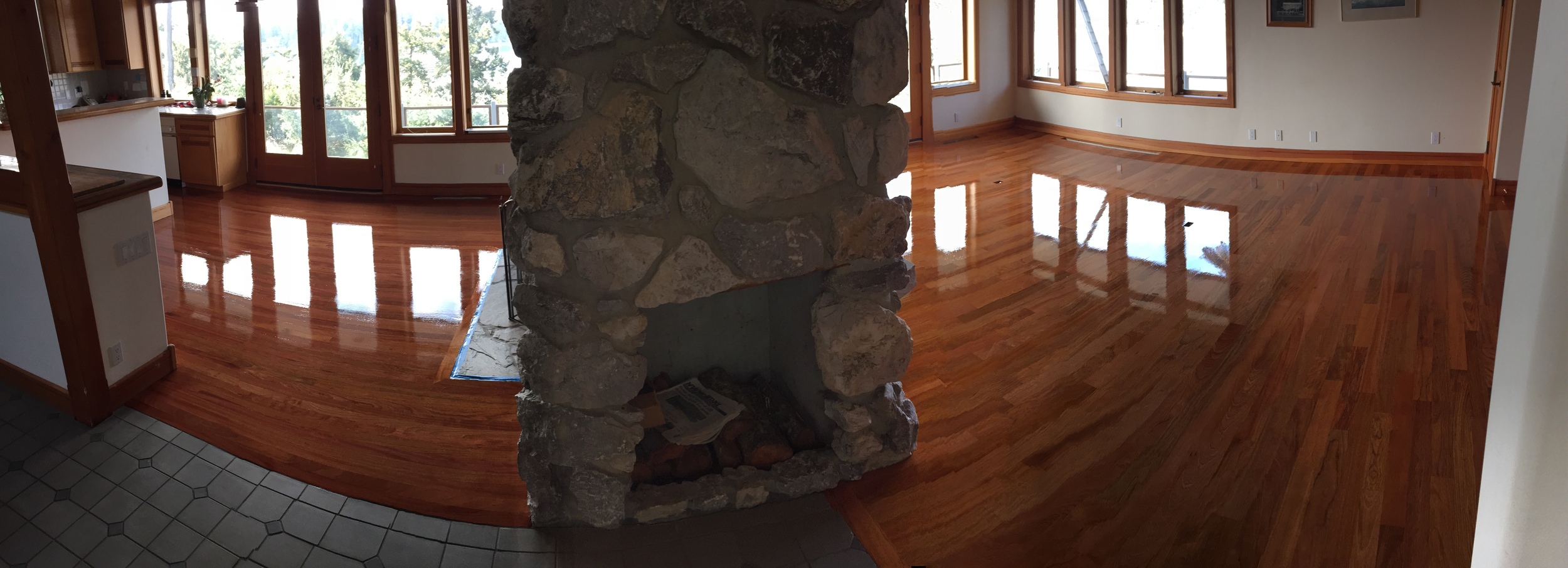 Brazilian Cherry, right half new wood, left half existing wood