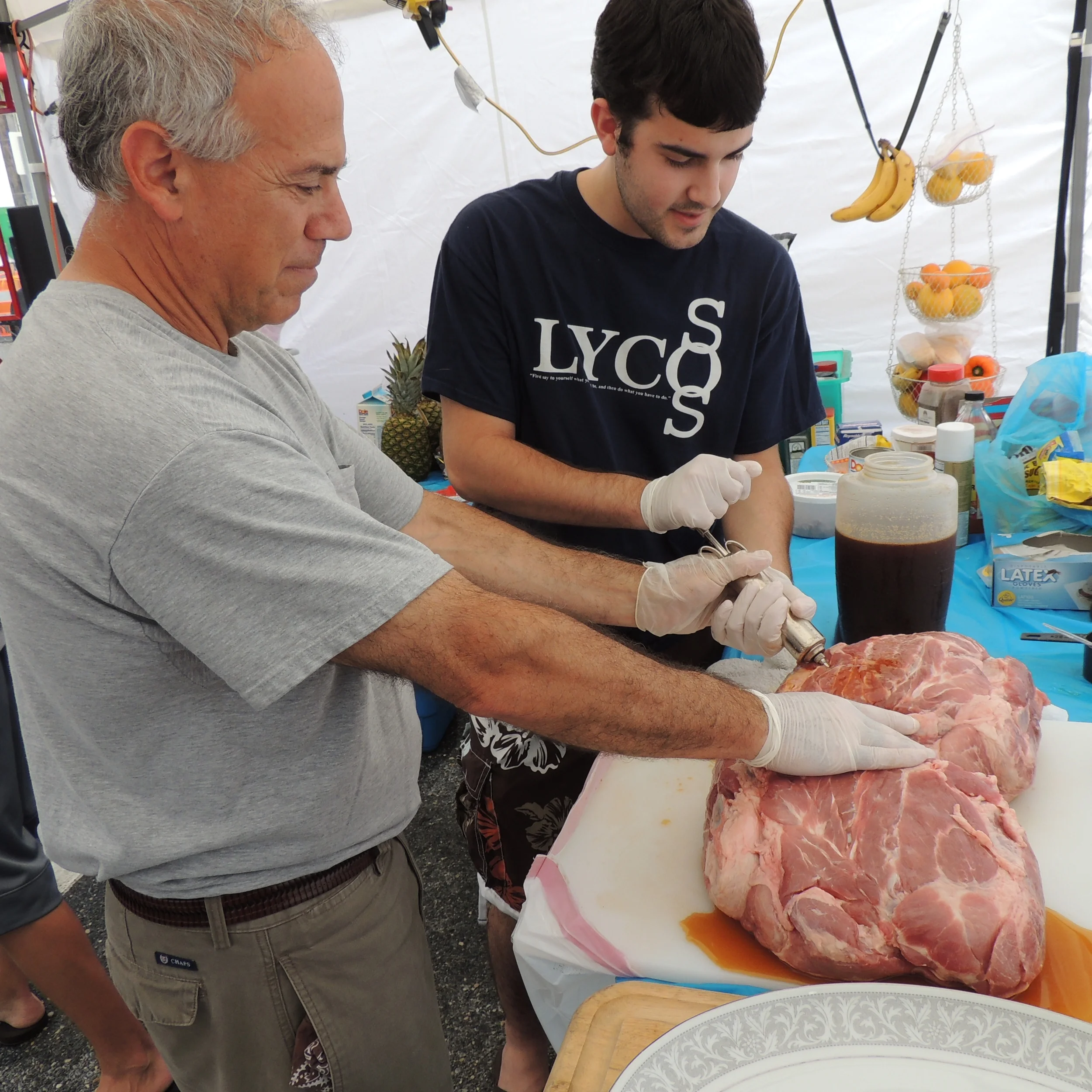 Injecting the Pork Shoulder