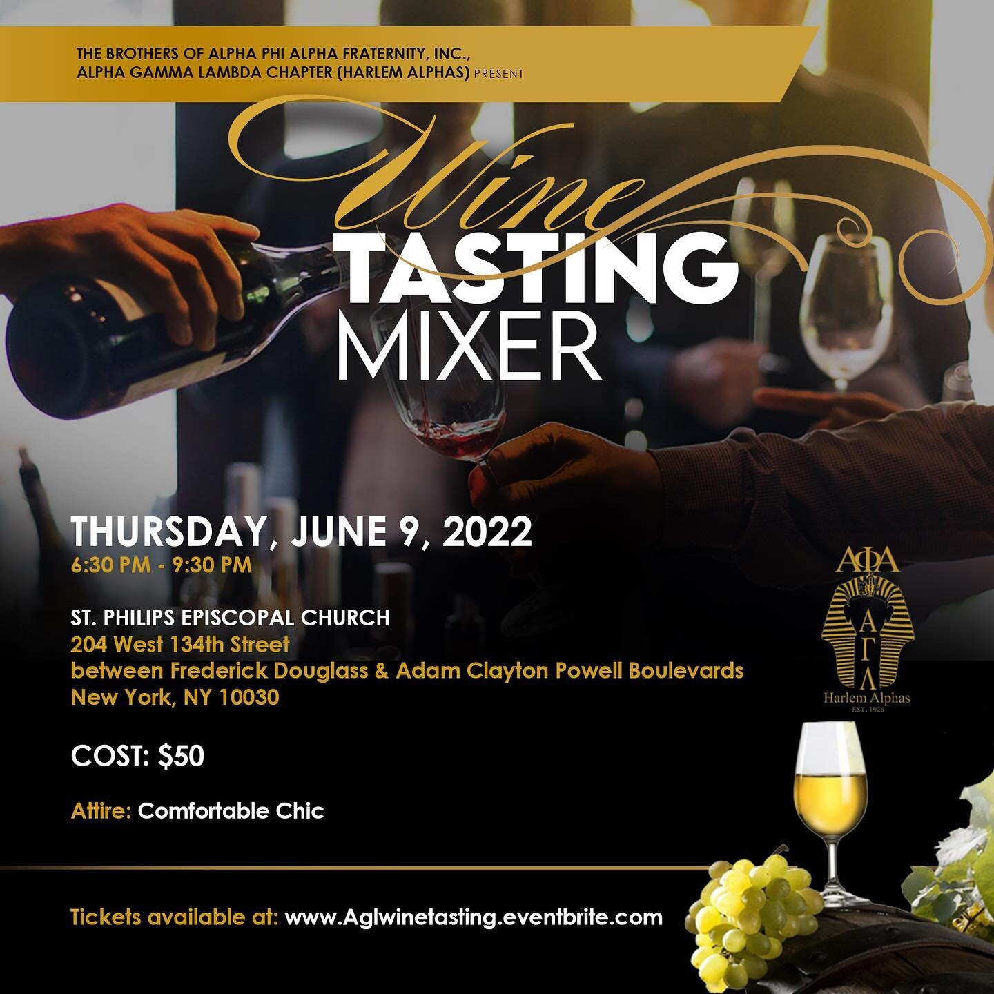 T A S T E of S U M M E R // join us on Thursday, June 9 starting at 6:30pm for a Wine Tasting Mixer at the Garden @ St. Philips Episcopal Church, 204 West 134th Street between Frederick Douglass &amp; Adam Clayton Powell. 

Tickets available at aglwi