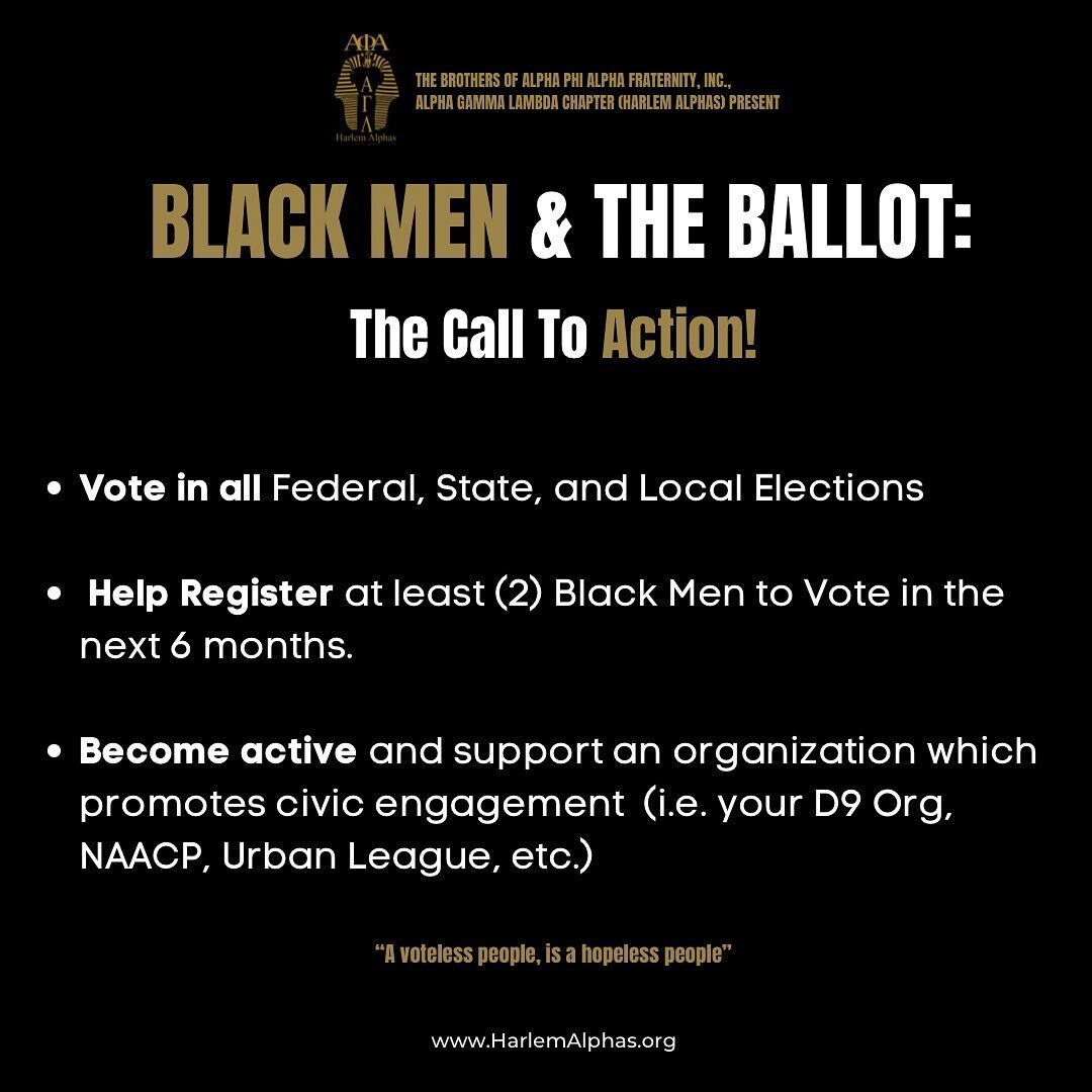 During our last Conversation we focused on &quot;Black Men &amp; The Ballot&quot; in which we ended with this #CallToAction ... 

Tomorrow&nbsp;is Election Day but we are looking to civically activate our community beyond this election cycle.... spec