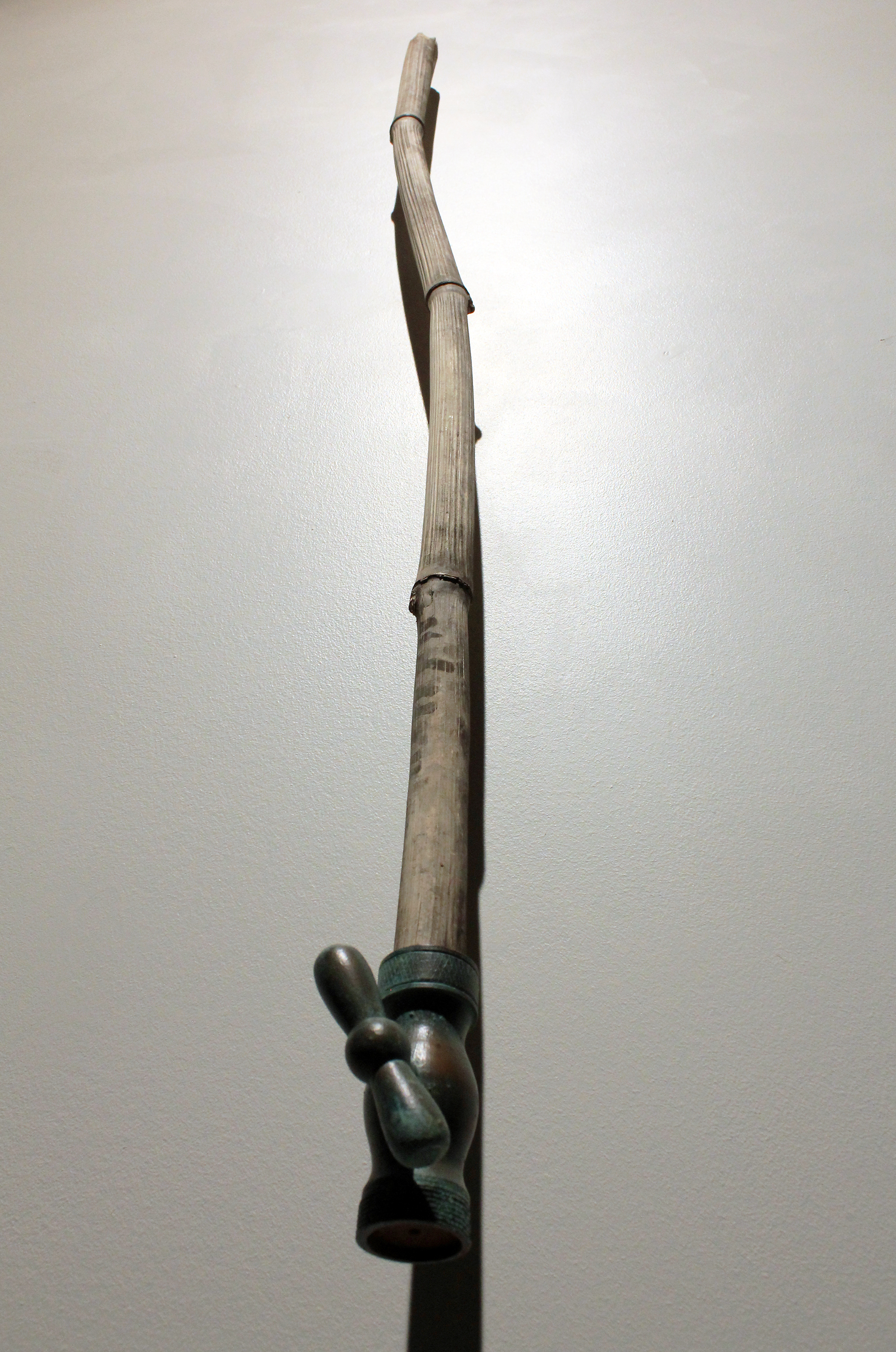 Sustain, 2014. 48" x 3" x 4". yellow heart, bamboo shoot.