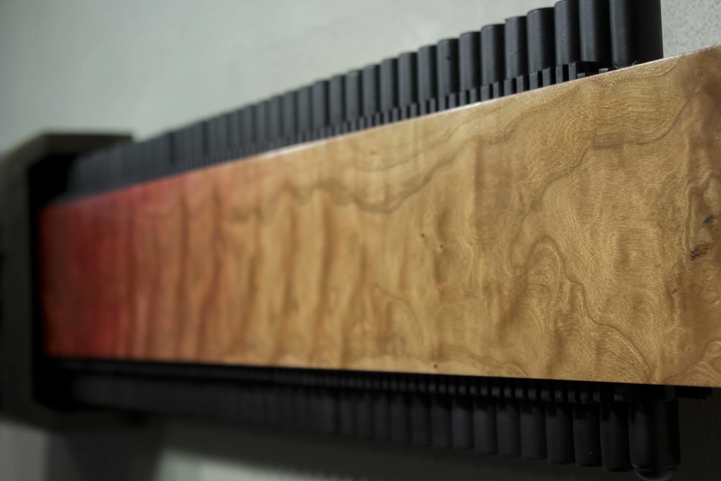 Extraction (detail), 2016. 14” x 48” x 18”. Birch, cherry, figured Cherry, Oak, Poplar, Plywood. Available, contact for price.