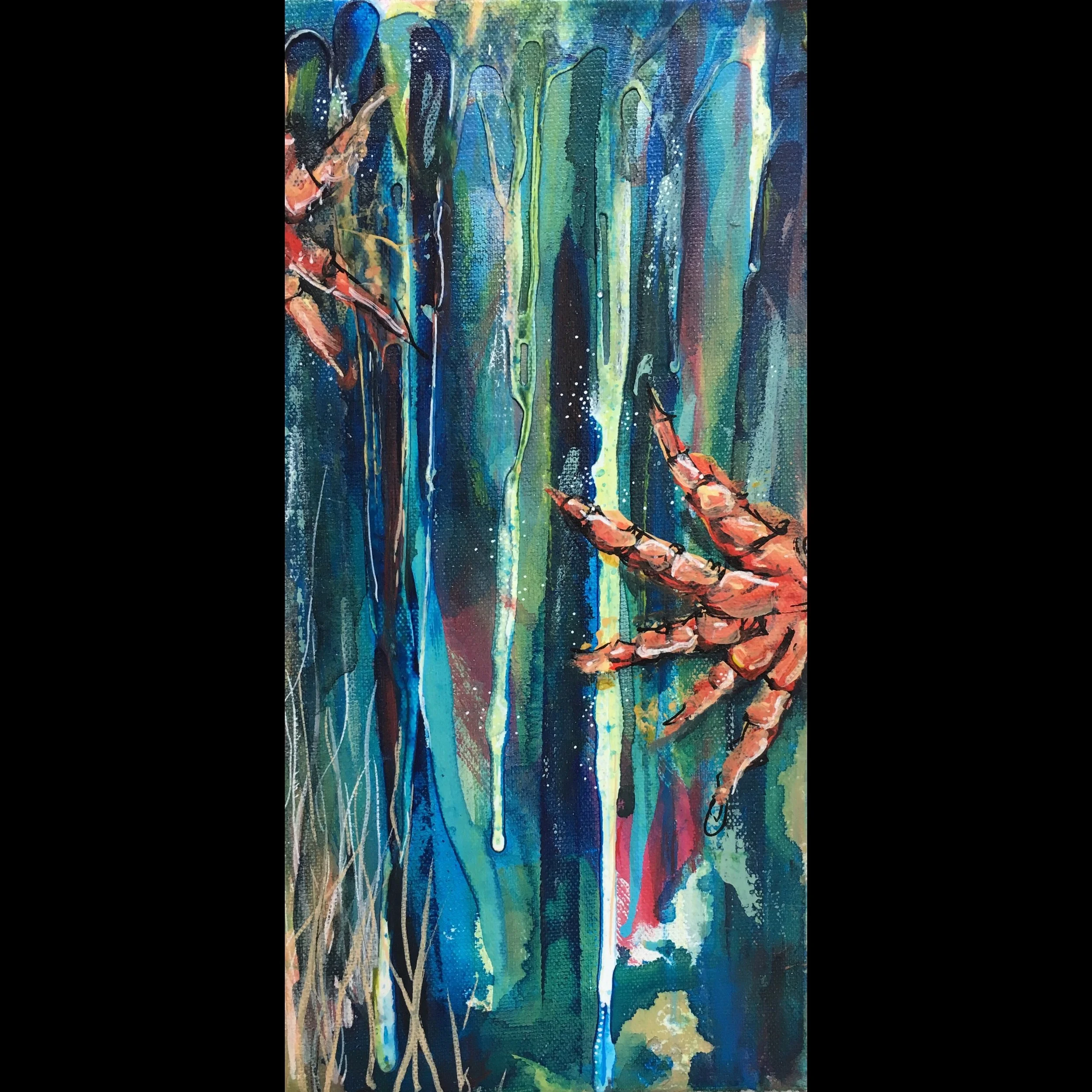 Oceanus, 12" x 6". Acrylic on canvas. SOLD