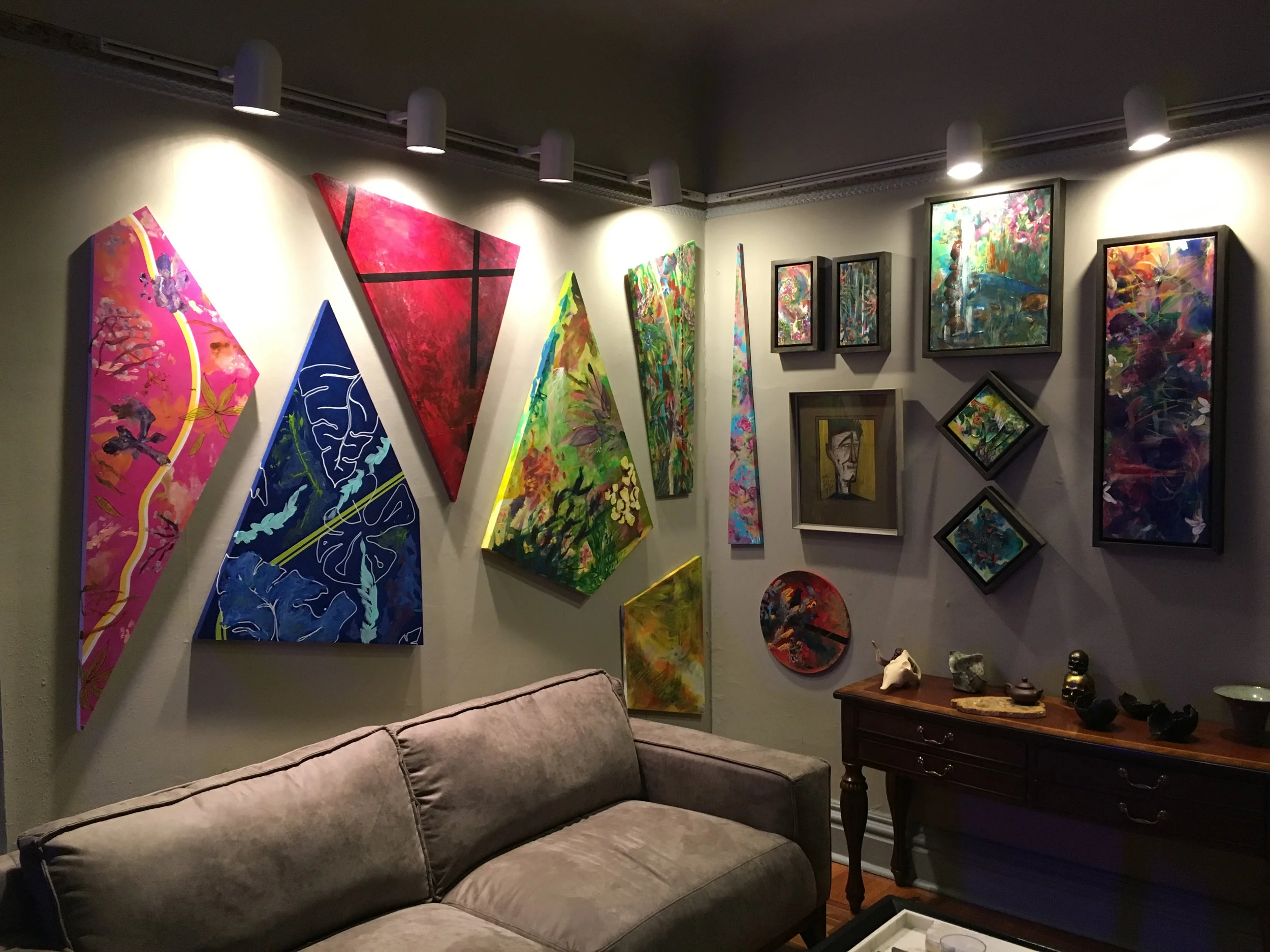 Custom residential gallery walls in private residence.
