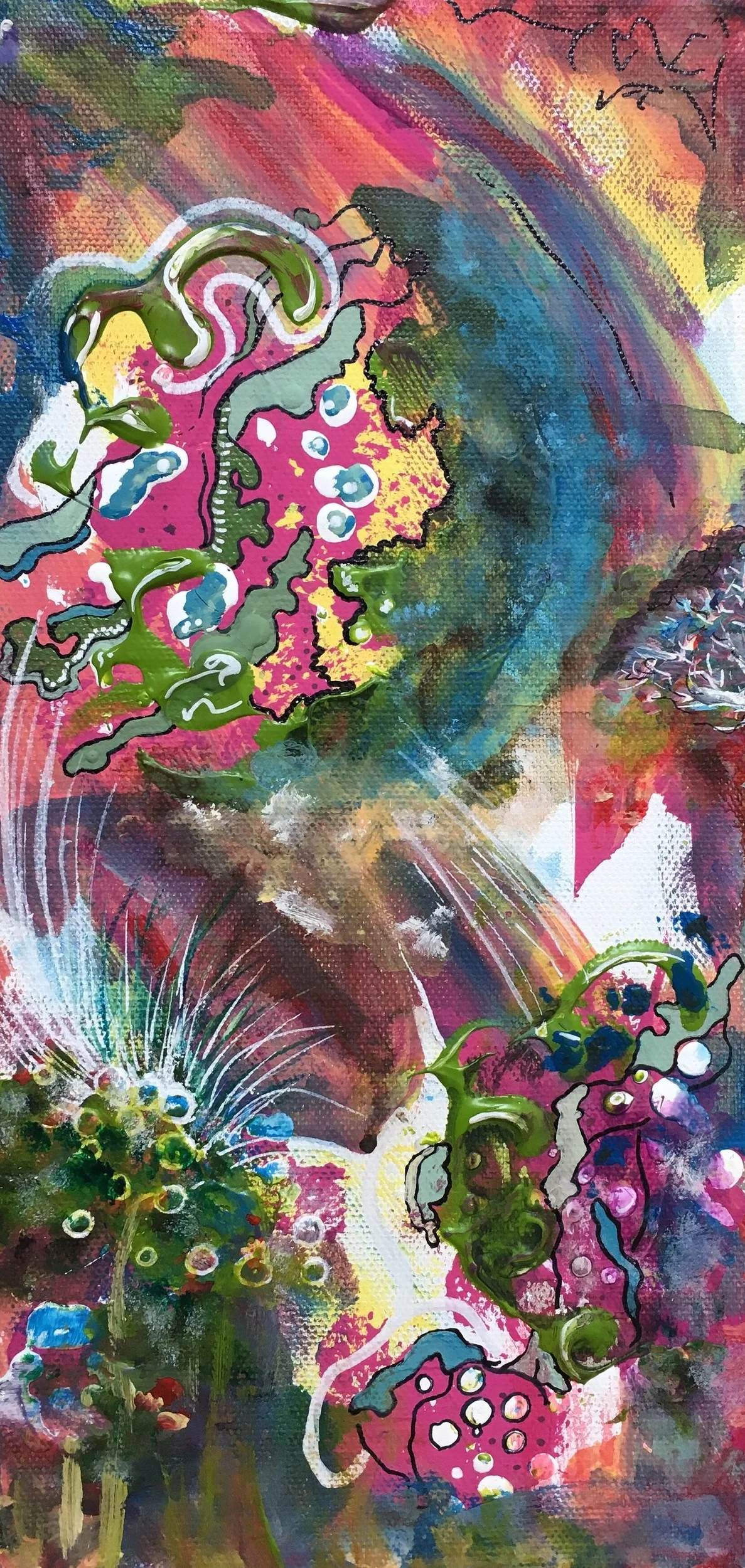 Mycelium Wave, 12" x 6". Acrylic on canvas. SOLD