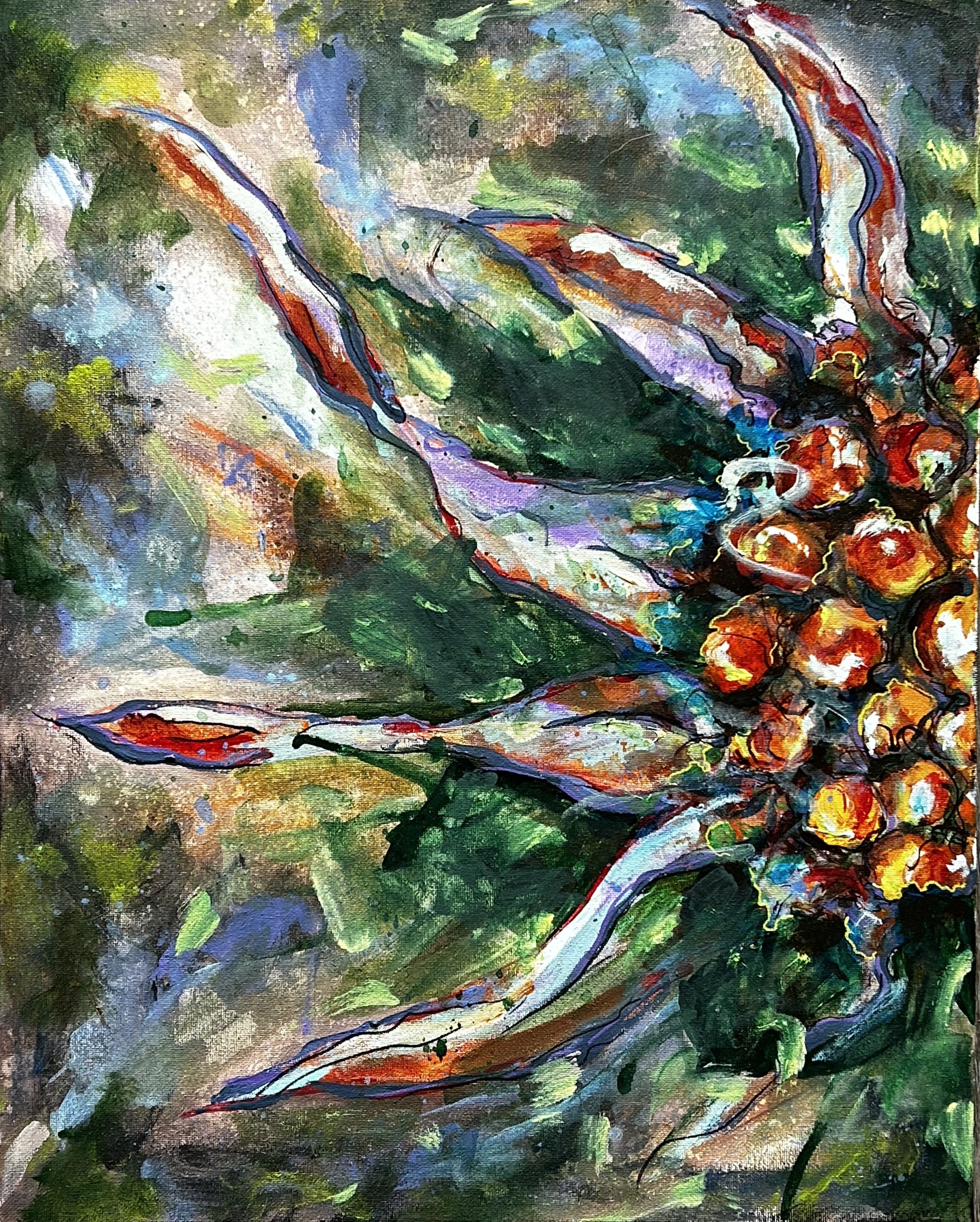 20" x 16", water based pigment on canvas. $250.00