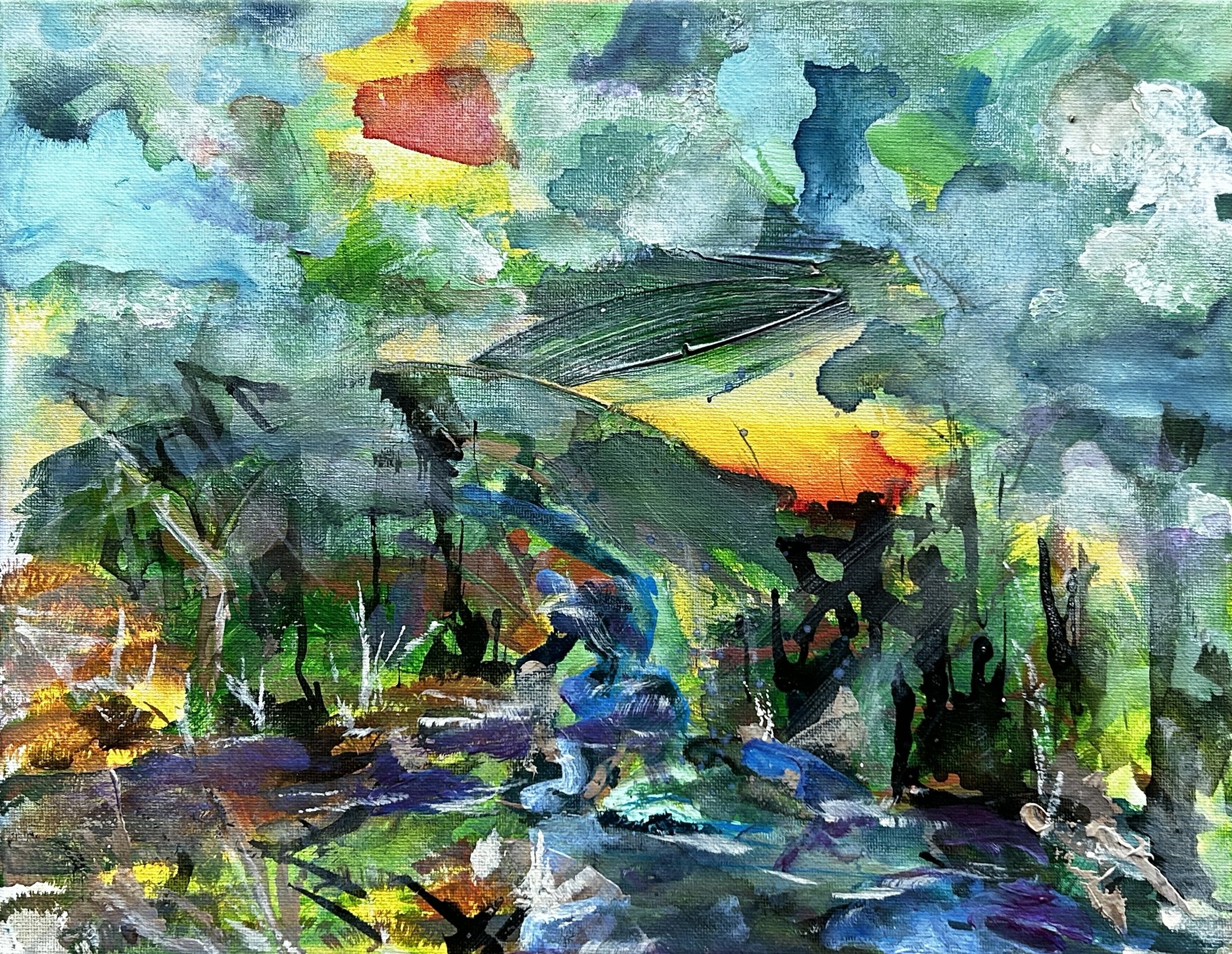 11" x 14", water based pigment on canvas. $150.00