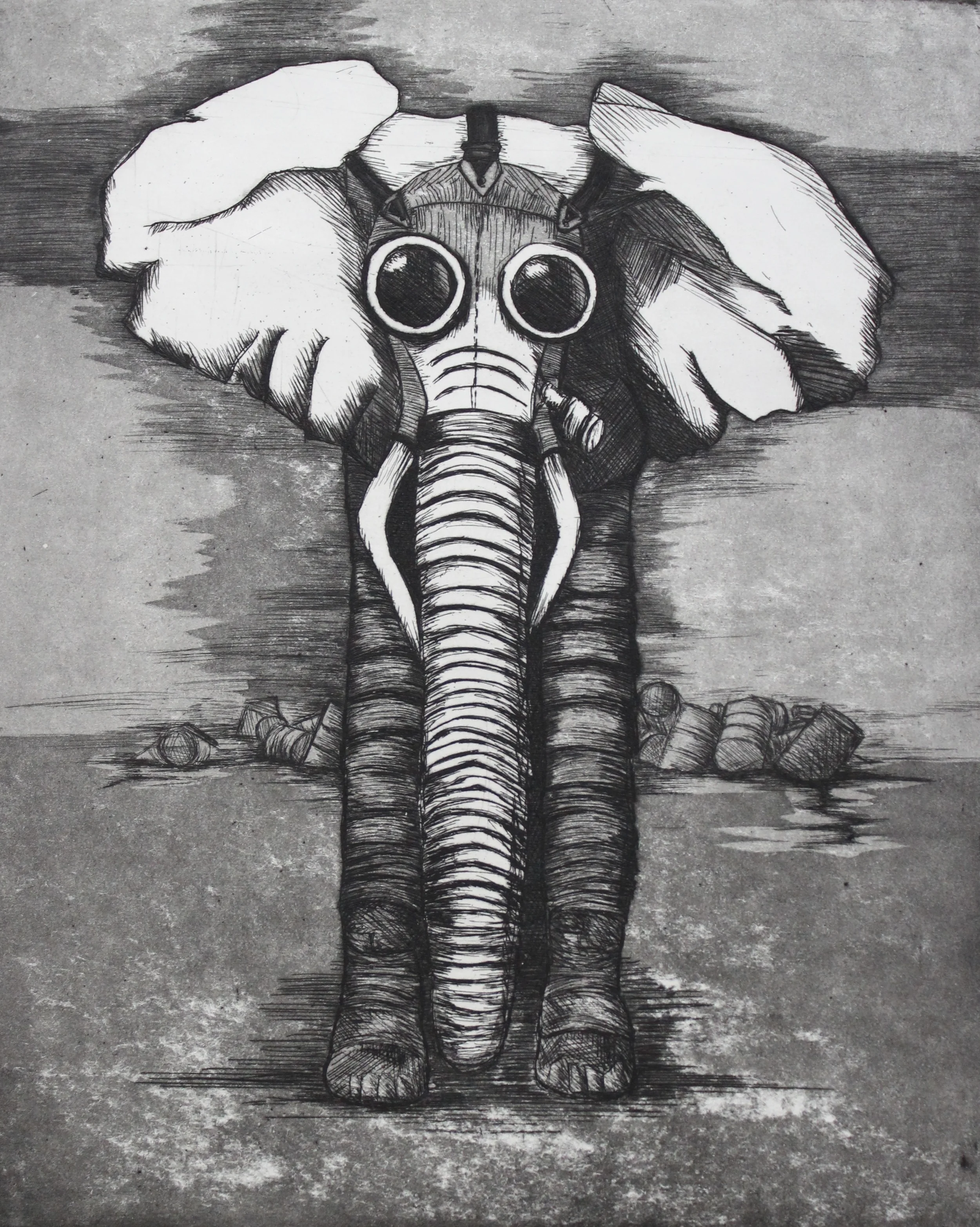 Never Forget, 2012 etching 12"x15"
