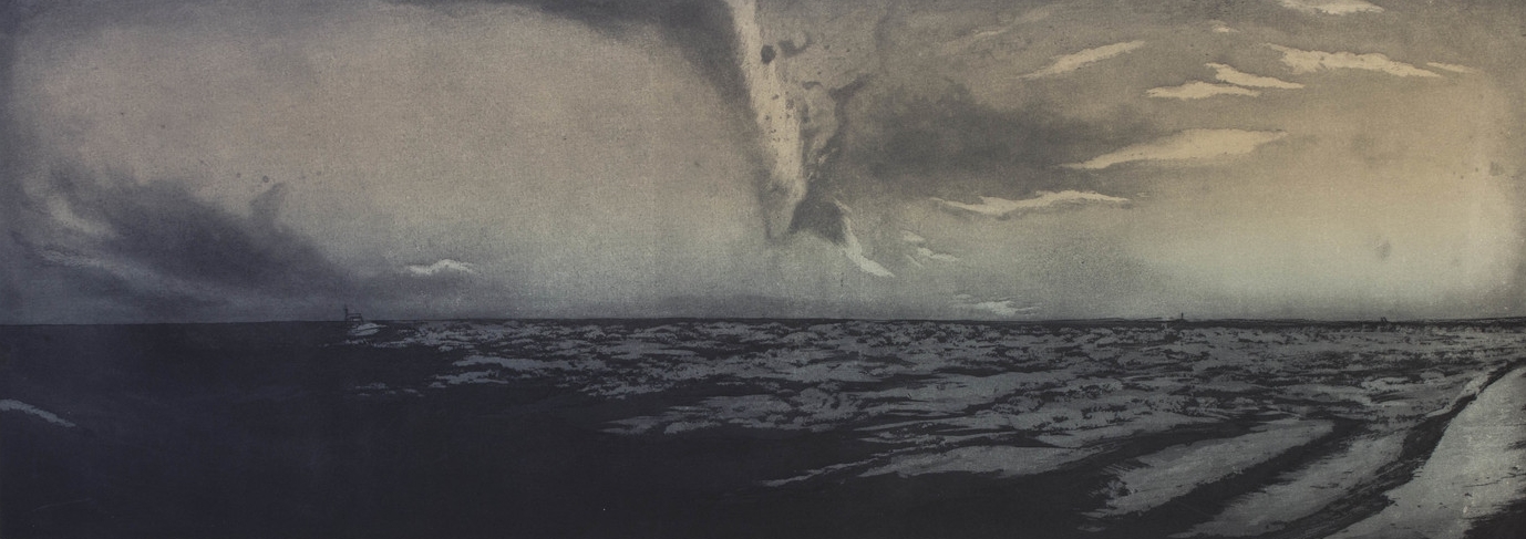 Pilgrim Beach, North Truro, MA, 2013 etching | 9"x26"