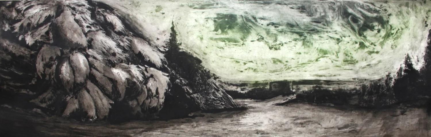 West Dover, V, 2014 etching with drawing | 550 9"x28"