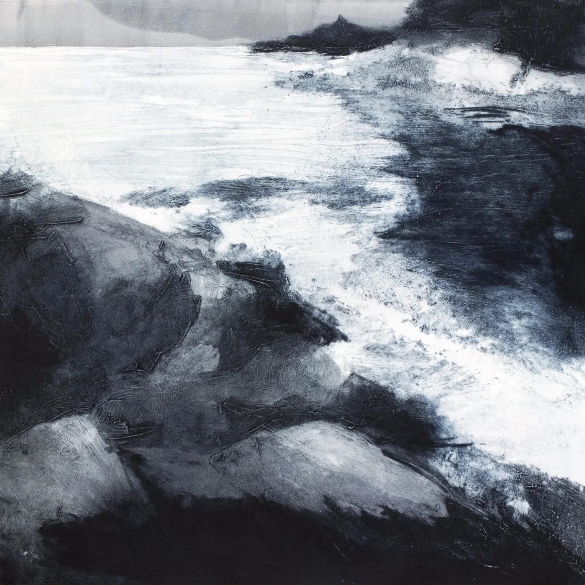 Refraction of Light Donald Teskey Inspired print about a print from photo i took in Deer Isle, ME, 2015 Collograph carborundum | 800 16"x16"