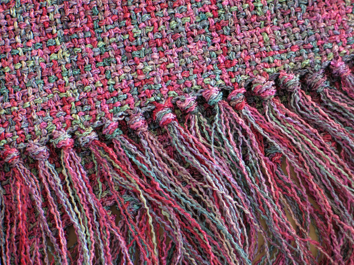 Space-dyed rayon shawl by Jan Meyer. Used on Home page.