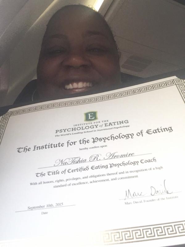 Hello Ladies Flying back from Colorado It's been a journey but I have persevered and received my Certification as a Eating Psychology Practitioner. This means I'm taking it to the next level in helping and inspiring women with transforming our relationship with food, weight and body image. I am opening up my practice. "It's not just what you eat, but what's eating you" Stay tuned for morecoaching service updates!!! Love you NaTishia