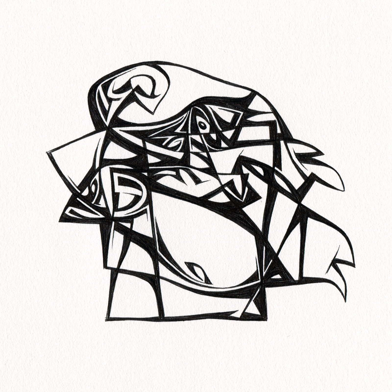   Untitled Ink Drawing #95 , 2015. Ink on paper. Approximately 5" x 5". 