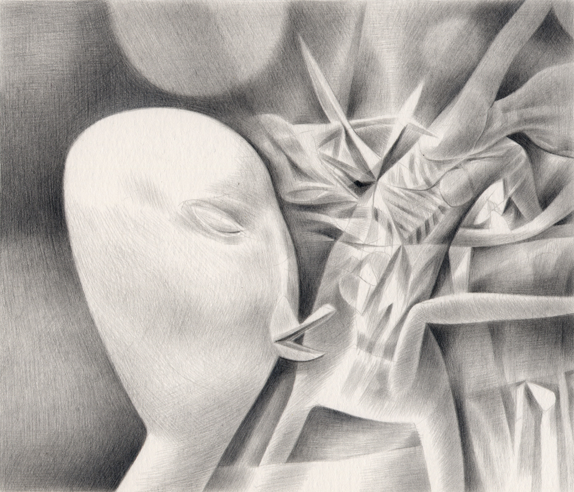   The Weakling , 2004. Graphite on paper. 7" x 6". 